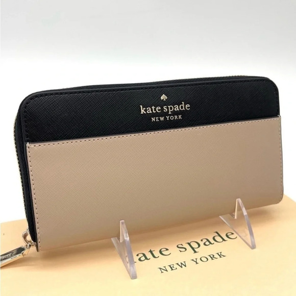 Kate Spade Large Continental Wallet Tan/Black - Picture 1 of 8